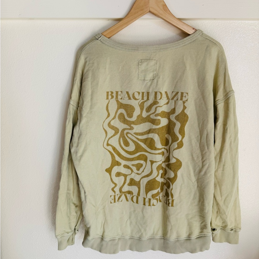 Aerie Beach Daze Sweatshirt XS Oversized Slouchy Pullover Graphic distressed - Picture 10 of 11